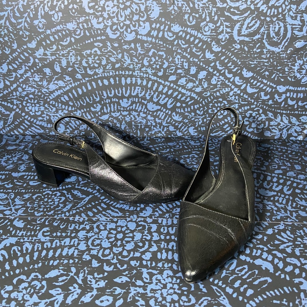 CALVIN KLEIN|Black Leather Pump|Leather Shoe|CK
